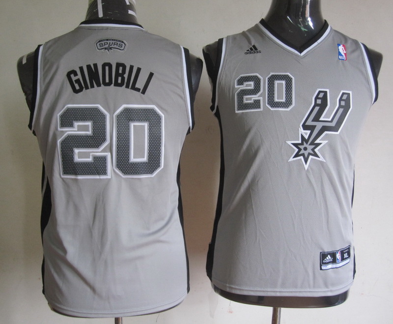  NBA Kids San Antonio Spurs 20 Manu Ginobili New Revolution 30 Swingman Alternate Grey Youth Jersey